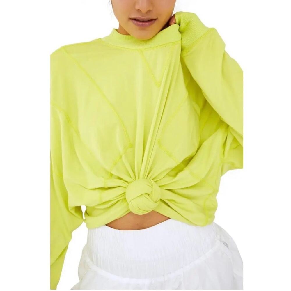 Free People Movement Runner Up Long Sleeve Neon Yellow Shirt XS in Margarita
